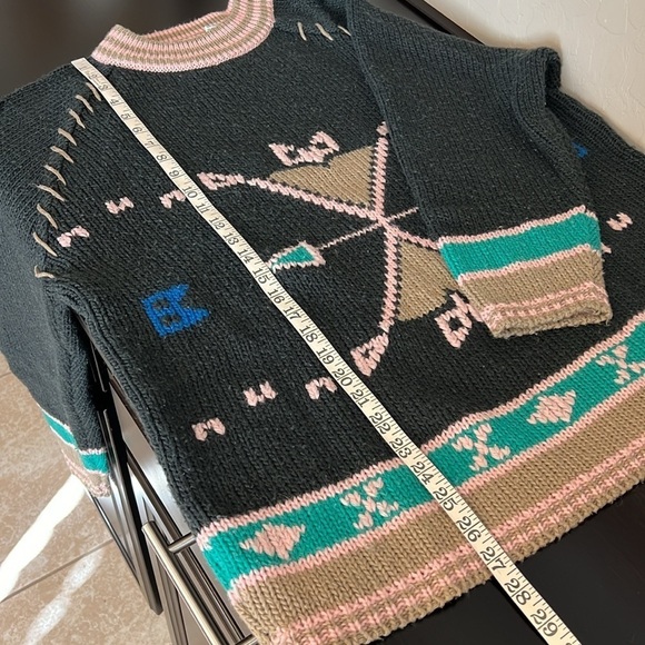 Camp Beverly Hills Canteen Vintage pullover sweater, geometric intarsia, size S - Picture 7 of 11